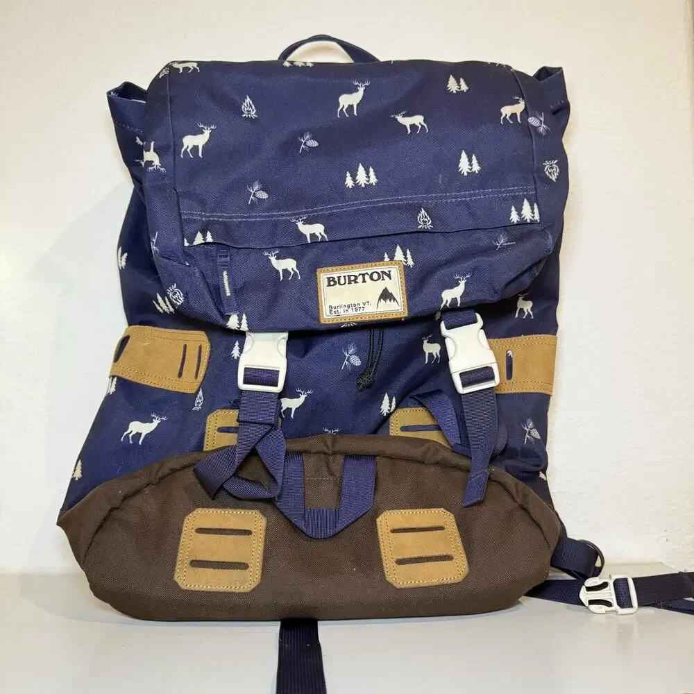 Burton Hiking Backpack Adjustable Straps Animal Print Buckle Closure Rucksack